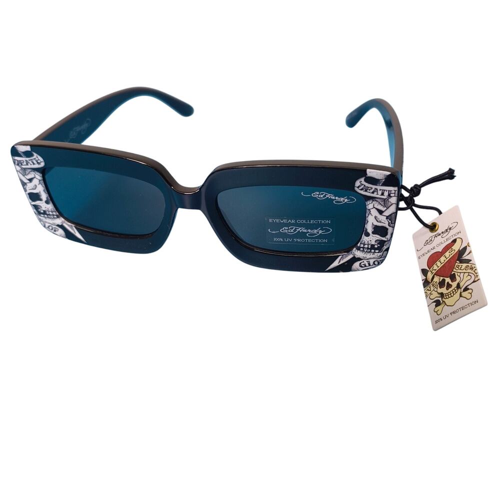 Ed Hardy Love Kills Slowly Sunglasses 100% UV Protective Vertex Black Skulls